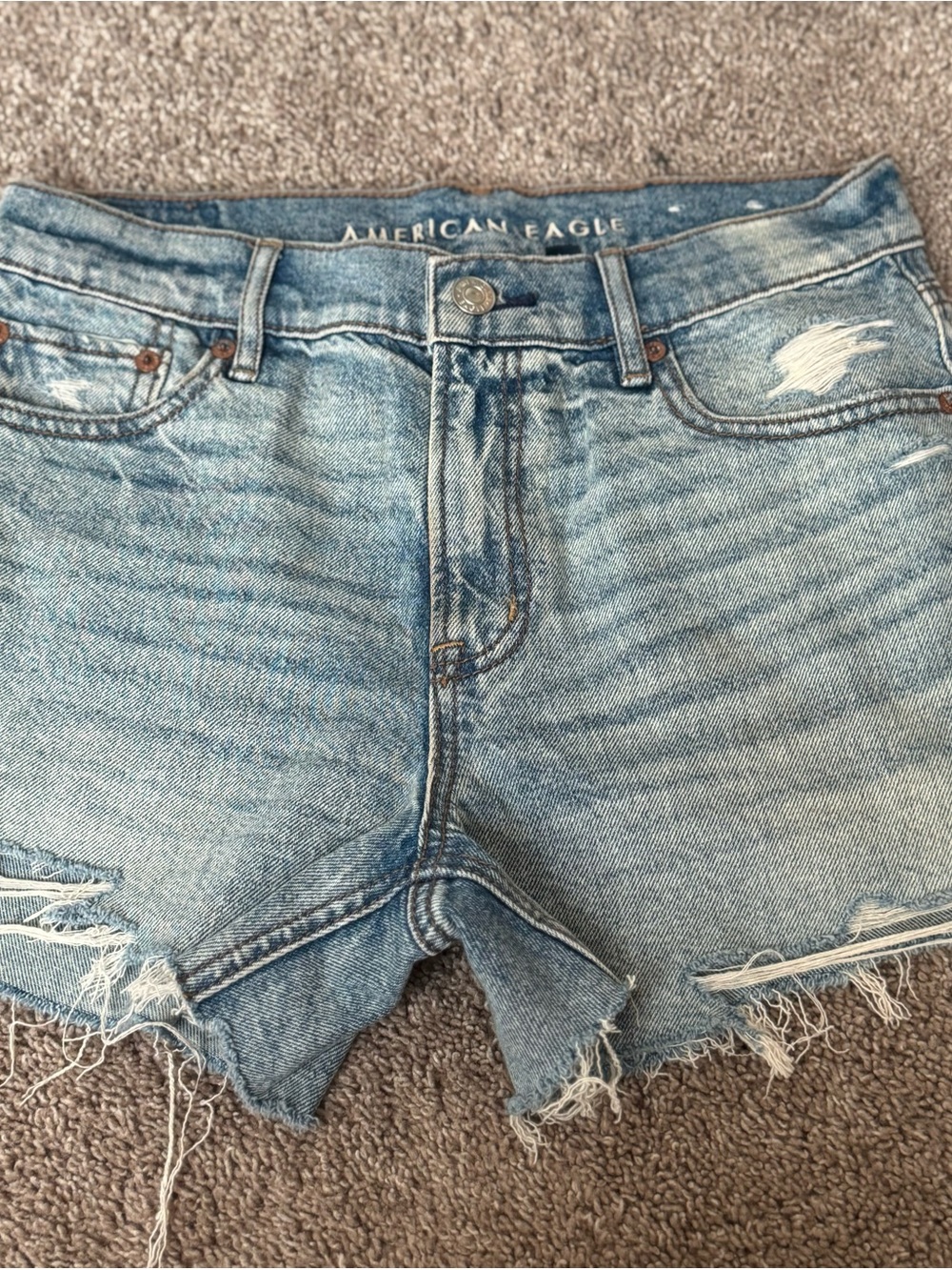 American Eagle Outfitters Light Blue Distressed Denim Jean Shorts
